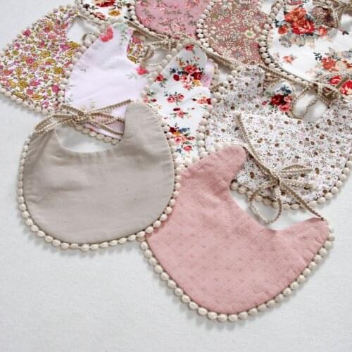 900C Baby Bib Infant Burp Cloths Toddler Cotton Bib Kid Floral Towel Dinner Feeding Double-deck Cute Girl Bibs