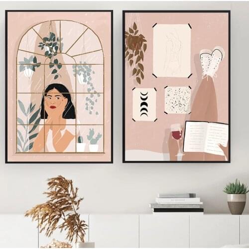 Abstract Fashion Vintage Girl illustration Wall Art Canvas Painting Nordic Posters And Prints Wall Picture For Living Room Decor