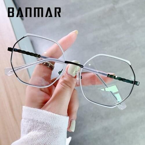 BANMAR Metal Round Anti Blue Light Computer Glasses Women Men Luxury Brand Design Optical Spectacles Myopia Eyeglasses Frame