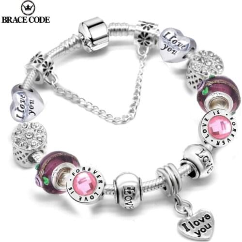 Romantic Style Silver Plated Snake Chain Charm Bracelet, Gift For Wife, Valentines Day Family Jewelry Bracelets Gifts