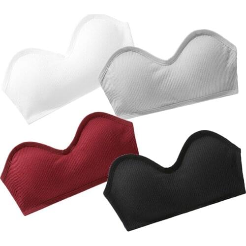 Hot Sale 1Pc Sexy Strapless Top Women Tube Wrapped Bra Cropped Bandeau Top With Pad Stretchy Lingerie Girl Underwear Tube Tops