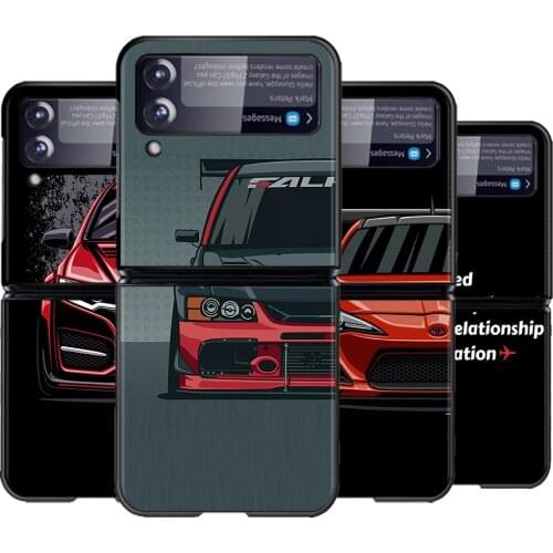 Phone Case For Samsung Galaxy Z Flip Z Flip3 5G Foldable Cover Black Hard PC Cover Coque Tokyo Racing car