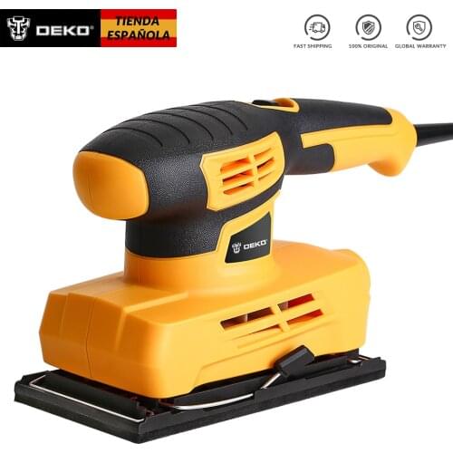 DEKO QD6520 Máquina de Arena con 15 Papeles de Lija Lijadora de Banda Lijadora Orbital Eléctrica Orbital Sander