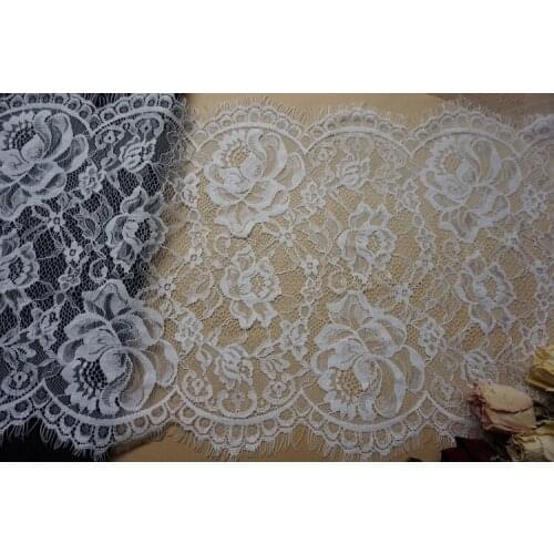 11.8" Wide Black/White Exquisite Eyelash Lace Trim Embroidery Floral Lace Fabric Chantilly Lace DIY Clothing Accessories New