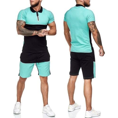 Summer Training Sport Suit For Men Shorts Set Sportswear Gym Jogging Suit Casual Tracksuit Fashion Streetwear Shirt Shorts Set