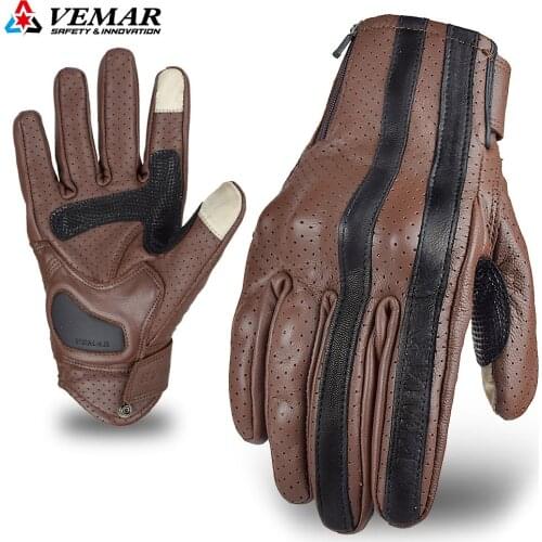 VEMAR 3D Mesh Motorcycle Gloves Leather Optimun Retro Style Riding Gloves Anti-fall Moto Summer Breathbale Motocross Gloves M-XL