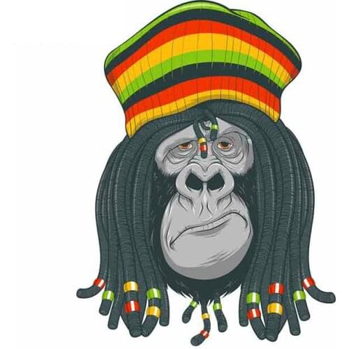 Cartoon Car Sticker Vinyl Gorilla Rastafarian Auto Accessories Car Window Car Styling Decal PVC 13cm*10cm Cover Scratches