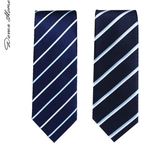 2020 Brand New Fashion High Quality Men 7CM Striped Blue Necktie Business Work Formal Suit Party Neck Tie for Men with Gift Box
