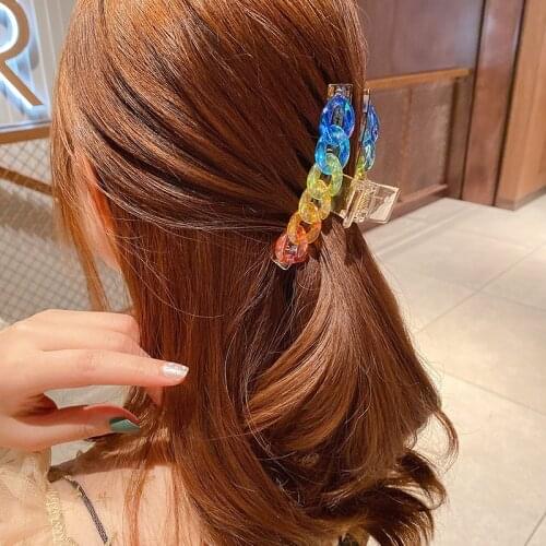 2021 New Fashion Sweet Boutique Chain Colorful Geometry Hairpin Barrette for Women Girl Accessories Headwear