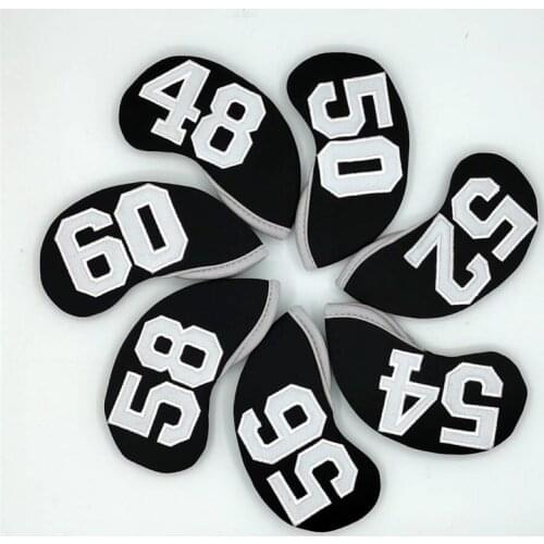 New BLACK Golf Wedges Covers 7pcs/lot Golf Sand Wedge Head Covers Loft 48 50 52 54 56 58 60degree