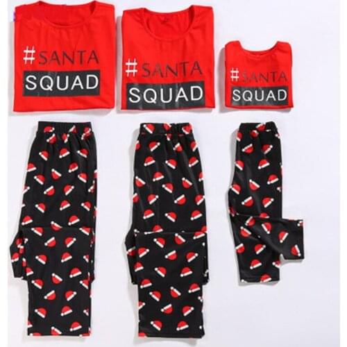 2018 New Family Matching Christmas Pajamas Pjs SANTA SQUAD Print Mommy and Me Clothes Father Men Women Kids Daughter Sets