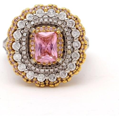 Engagement Ring for Women Wedding Band pink big Zircon silver Color flower zircon crystal Rings for Women luxury jewelry