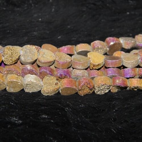 12mm Face Treated Purple Druzy Stone Necklace Beads Titanium Plated Drusy Face Pendant Heart Shape Pendant Necklace