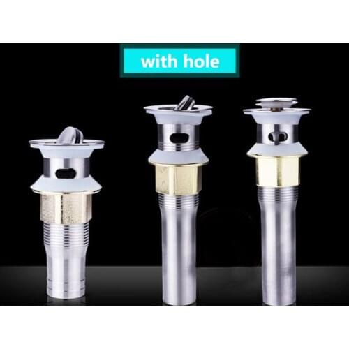 Bathroom Lavatory Chrome Basin Sink Drain Pop Up Grate Waste Drainer Waterlet Drains With Overflow Hole