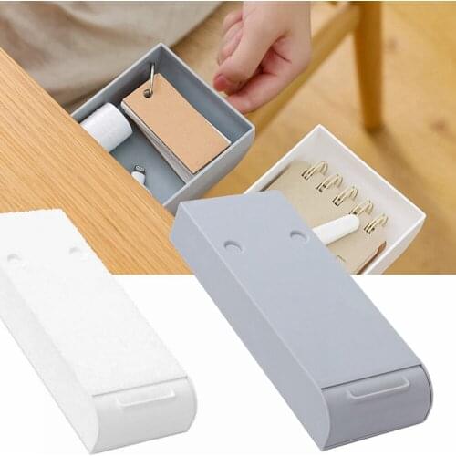 Self-adhesive Under-drawer Storage Box Pencil Tray Desk Table Storage Drawer Organizer Box Hidden Organizer Storage Box Holder