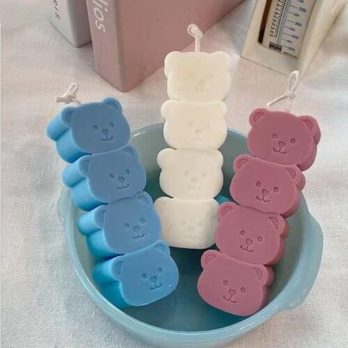 3D Bear Silicone Candle Mould Animal Soy Wax Plaster Craft Soap Making Diy Cookie Chocolate Fondant Bake Mold Home Decoration
