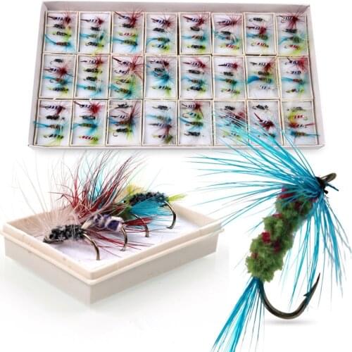 Sougayilang 48/96pcs Fly Fishing butterfly/Mosquitoes Style Fly Fishing Lures Feather Bait Fly Fishing Lure Fishing Tackle