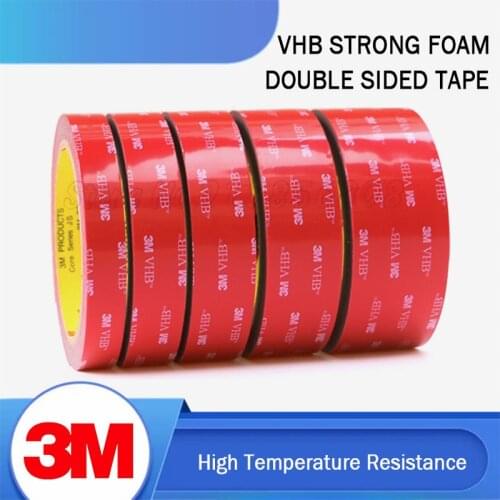 3M VHB Heavy Duty Mounting Strong Double Sided Tape Adhesive Acrylic Foam Anti-Temperature Waterproof Home For Car 0.8MM Office
