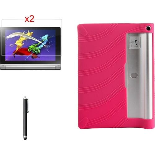 Slim Anti-Skid Soft Silicone Rubber Cover Funda Case +2*Clear Film+ Stylus For Lenovo YOGA Tablet2 Tablet 2 830F 830 830L 8 inch