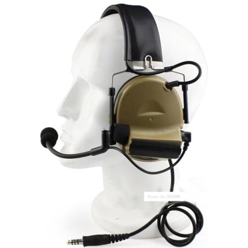 Outdoor Hunting Tactical Headset Headphone Noise Canceling Airsoft Camouflage Military Headset Walkie Talkie Helmet