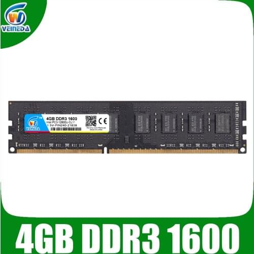 VEINEDA Dimm Ram ddr3 4gb ddr3-1600/1333/1066 compatible all Intel AMD Desktop 240pin