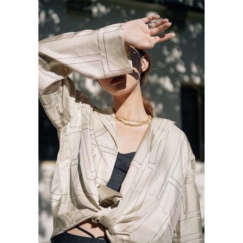 Women Pajama 2021 New Shirt Nordic Embroidered Silk Long Sleeve Loose Shirt Pants Set