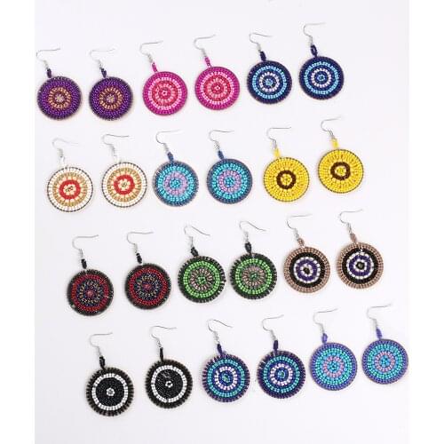 New Fashion Handwoven Big Circle Earring Jewelry Vintage Handmade Bohemian Bead Earrings For Women Boho Cute Earring Jewelry