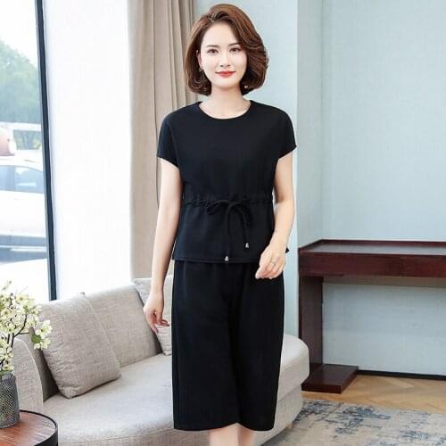 Summer Women Two Piece Set Top and Pants Plus Size 6XL 2 Piece Set Women Sweatsuit Summer T-shirt and Pants Casual Women Blouses