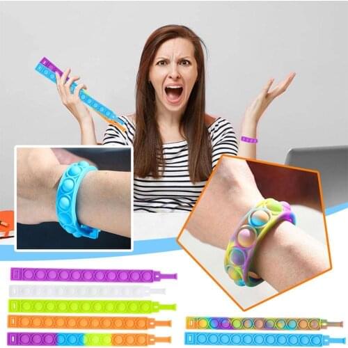 1PC Puzzle Decompression Silicone Bracelet Press Fun Bubble Photosensitive Color Change Bracelet Toy Stress Relief Toys