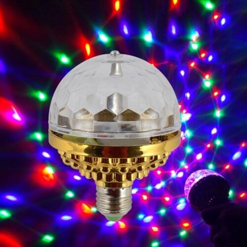 1pcs LED Stage Light Bulb RGB LED Bulbs Funny Crystal Ball Auto Rotating Stage Light Bulb E27 Lamp For Disco Party Christmas