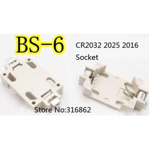 10Pcs BS6 BS-6 3V Battery Connector Socket Cases Boxes for BS-6 CR2025 CR2032 CR2016 Button Coin Cell Socket