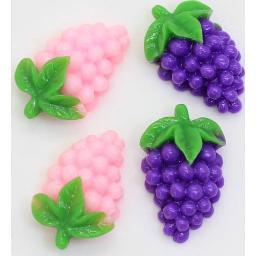 100/50 pcsPink Purple Flat Back Resin Cabochon Artificial Fruit Grapes DIY Decorative Craft Embellishment Accessories