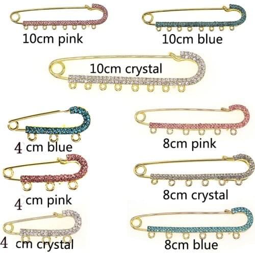 20 pcs pins for kids big 4cm 5cm 8 cm10 cm with loops Safety pink blue crystal rhinestone Mashallah Pin small Brooch baby pin