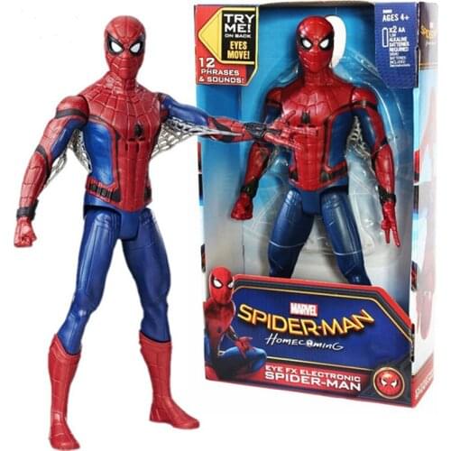 29CM Disney Spider Man Toys PVC Sound Avengers Spiderman Dolls Action Figure Removable Eyes Model Toy For Boys Gift