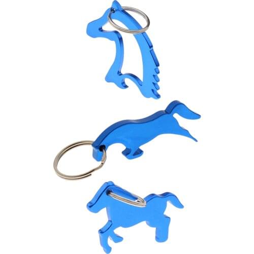 3 pcs Portable Horse Beer Bottle Opener Stylish Key Ring Keychain Bag Pendent - Blue