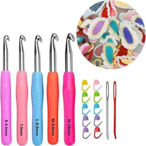 8pcs/set Crochet Hook 2.5-6.0mm Aluminum Crochet Needles With Colorful Soft Rubber Grip Cushioned Handles Knitting Needles