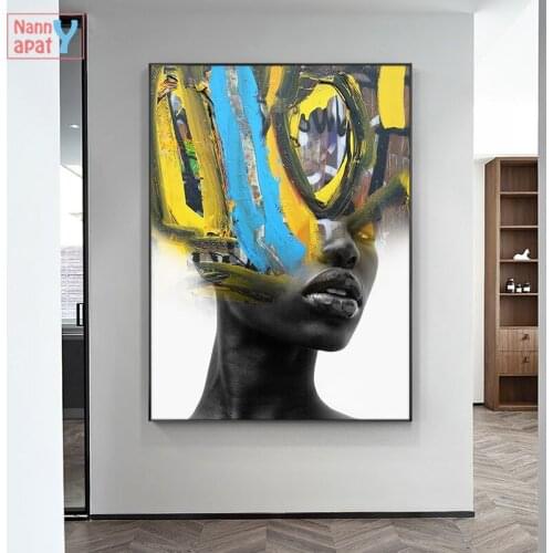 Abstract Portrait Pictures Wall Art Canvas Painting African Woman With Oil Paint Posters And Prints For Living Room Home Decor