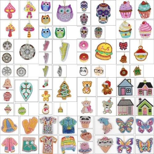 Diamond painting 5D cute animal pastry DIY keychain diamond bag pendant jewelry mosaic home decoration pattern handmade gifts