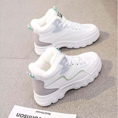 2020 New Winter Women Ankle Boots Wedge Boots Warm Fur Platform Leather Sneakers Cotton Snow Boots For Woman