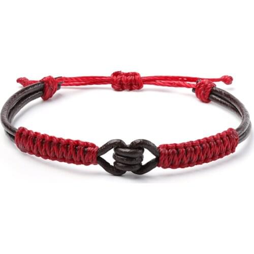 MolySense Handmade Real Leather Knot Waterproof Wax Thread Lucky Rope Bracelet & Bangles For Women Men Gift Macrame Bracelets