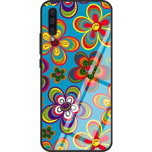 Flowers 60s 70s Psychedelic Tie Dye Case For Samsung A72 A71 A51 A31 A40 A50 A70 A20e A21S A12 A32 A52 Tempered Glass Cover