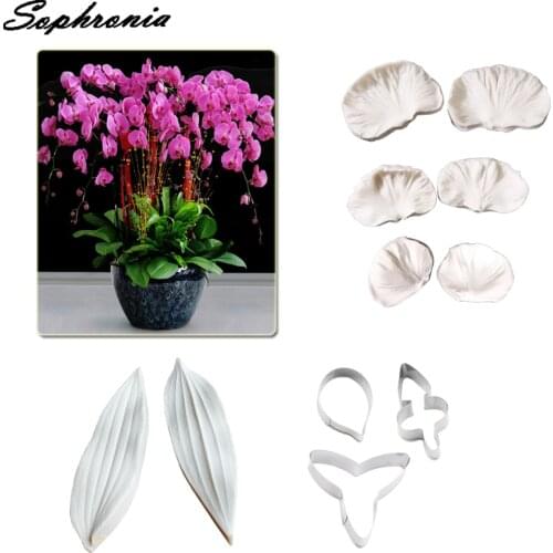 Phalaenopsis Orchid Flower Petal Veiner Silicone Moulds Cake Decorating Tool Cutter Fondant Gumpaste Mold CS359