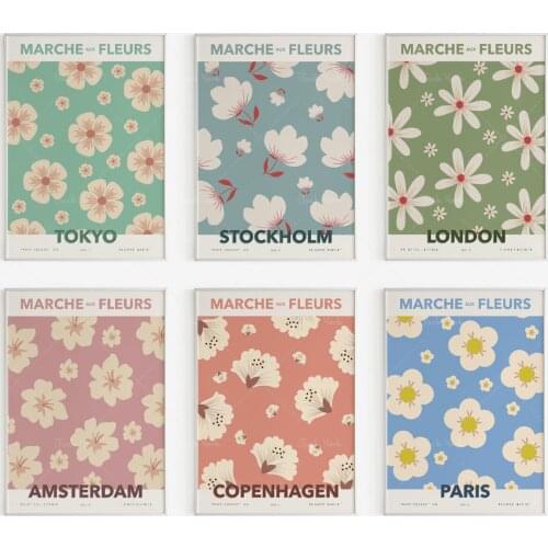 Flower Market Gallery Wall - Floral Printable Wall Art - Set of 6 - Instant Digital Download - Marche Aux Fleurs French Print