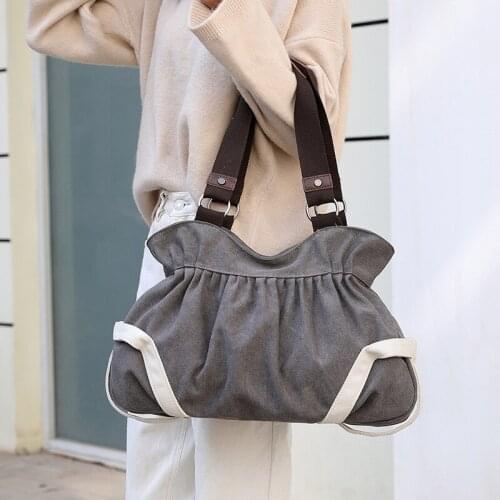 Women Canvas Shoulder Bag Casual Handbag Bag Large Size Multi-function Pocket Design Travel School Work Shopping Daily