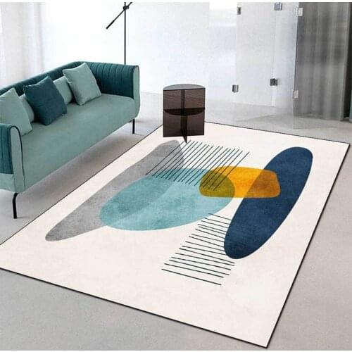 Nordic Simple Style Area Rugs Color Stitching Geometric Printed Bathroom Absorbent Carpet Bedroom Bedside Anti-Slip Floor Mat