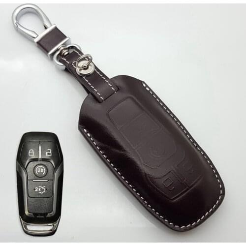 Leather Car Key Fob Cover For Lincoln MKC MKX MKZ (Fits for:Lincoln 2014 2015) Accessories Key Case Key Holder Chain