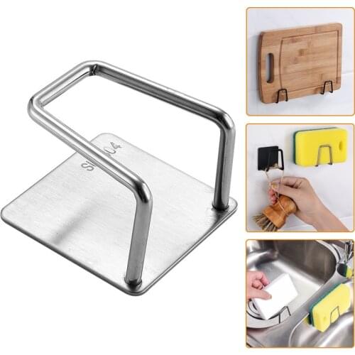 Hot 2pcs/set Kitchen 304 Stainless Steel Sponges Holder Self Adhesive Sink Sponges Drain Drying Rack Kitchen Organizer