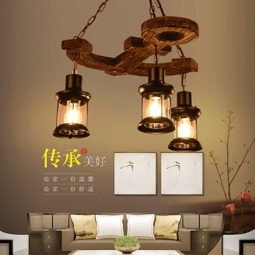 LOFT retro bar industrial wind country country solid wood chandelier personality old boat wood Chandelier