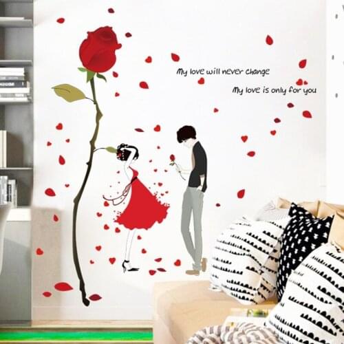 Love Never Change Rose Wall Sticker Home Decor Hall Bedroom for Children Wall Poster Home Decoration Wall Paper