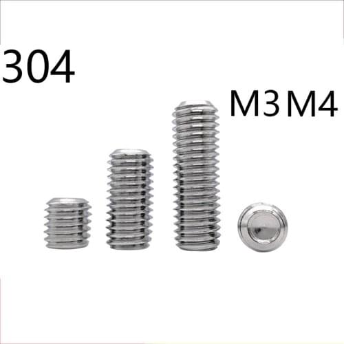 M3 M4 M5 set screw 304 steel threaded rod headless screw inner hex no head bolt concave end hollow ended DIN 916 silver